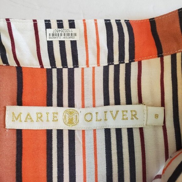 Marie Oliver Dress‎ Womens Small Lachlan Silk Mini Tiered Orange Pink Stripes - Picture 4 of 16